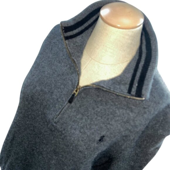 Ralph Lauren POLO gray 100% Cashmere quarter zip mens sweater L - Picture 5 of 5